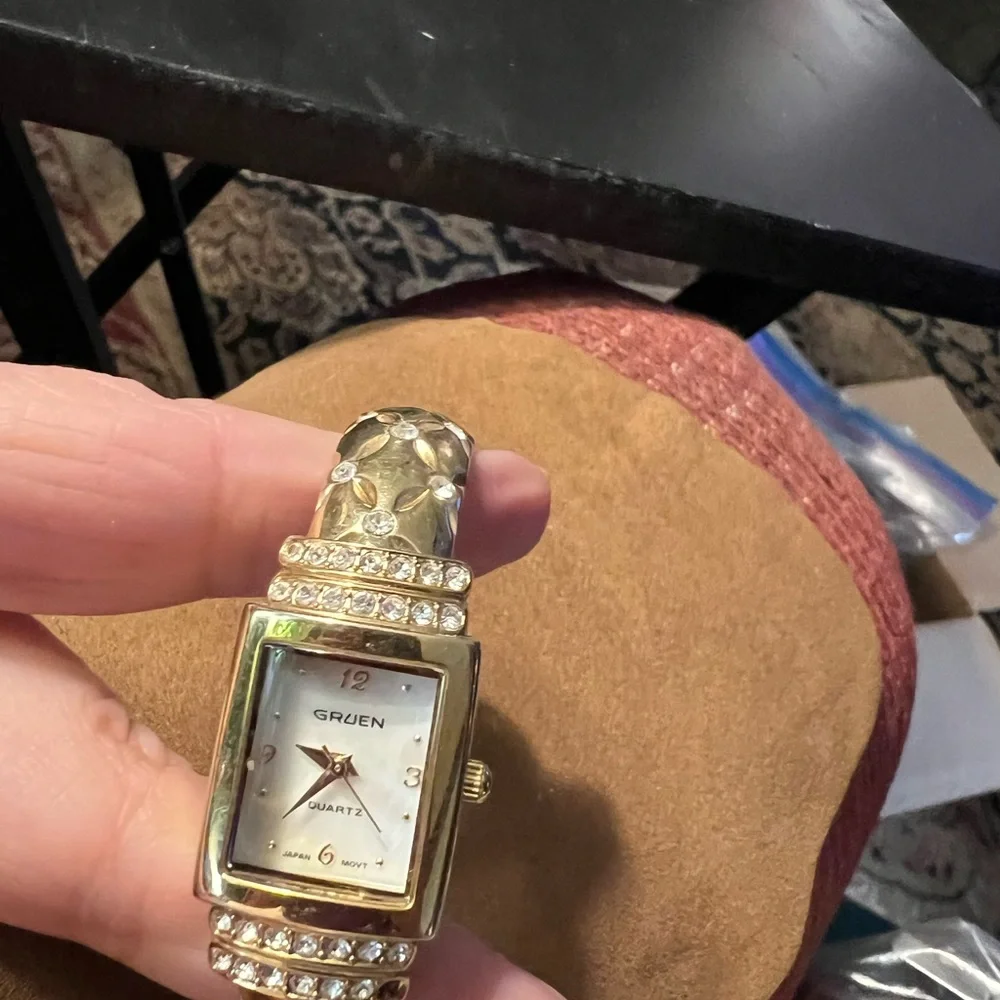 Gruen Women's Gold-Tone Crystal Bracelet Watch - Gold
